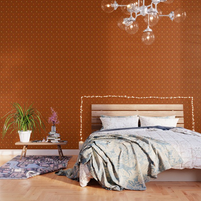 Folk Moon and Star Print in Orange Wallpaper Gallery Image 3