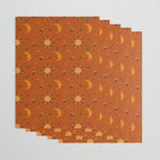 Folk Moon and Star Print in Orange Wrapping Paper Gallery Image 3
