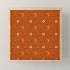 Folk Moon and Star Print in Orange Mini Art Print Gallery Image 1