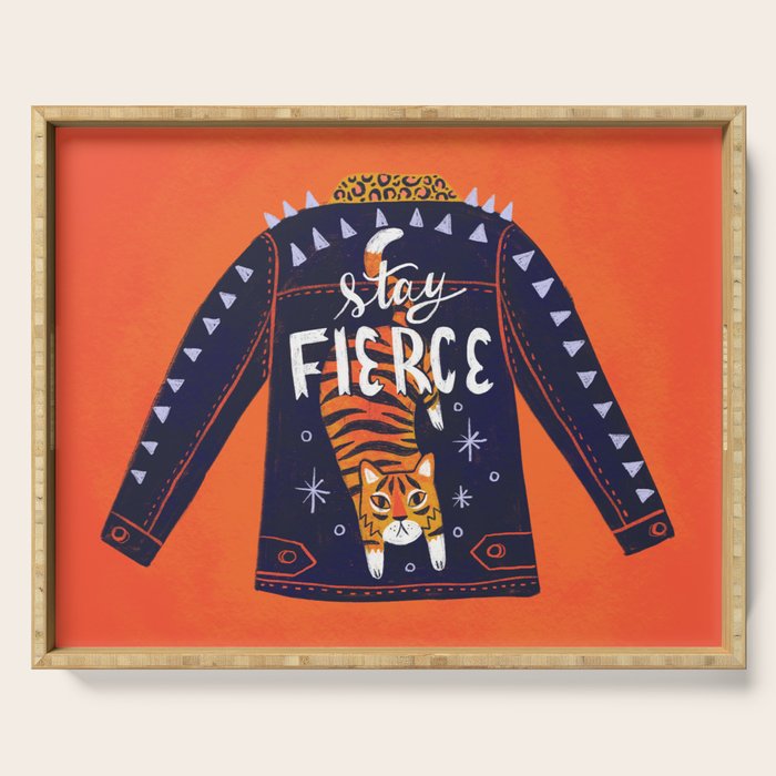 Stay Fierce Tiger Jacket Serving Tray Gallery Image 1