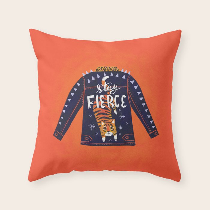 Stay Fierce Tiger Jacket Throw Pillow Gallery Image 6