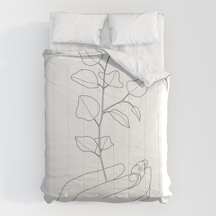 Minimal Hand Holding the Branch II Comforter Gallery Image 1