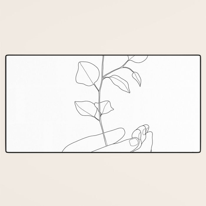 Minimal Hand Holding the Branch II Desk Mat Gallery Image 3