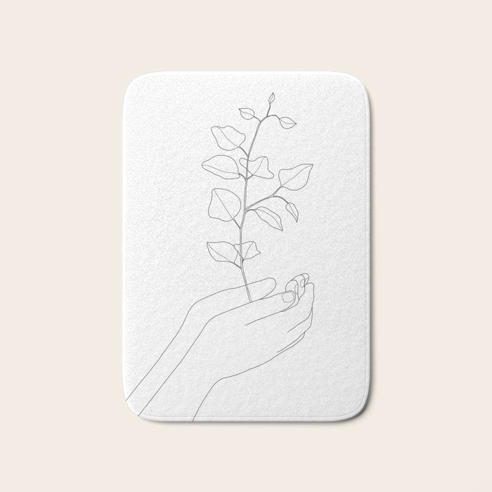 Minimal Hand Holding the Branch II Bath Mat Gallery Image 1