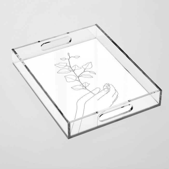 Minimal Hand Holding the Branch II Acrylic Tray Gallery Image 1