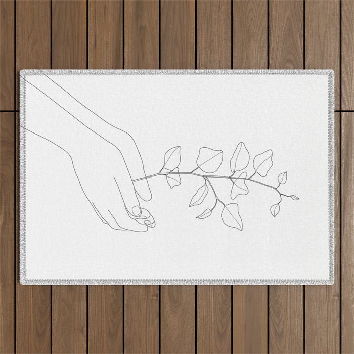 Minimal Hand Holding the Branch II Outdoor Rug Gallery Image 1