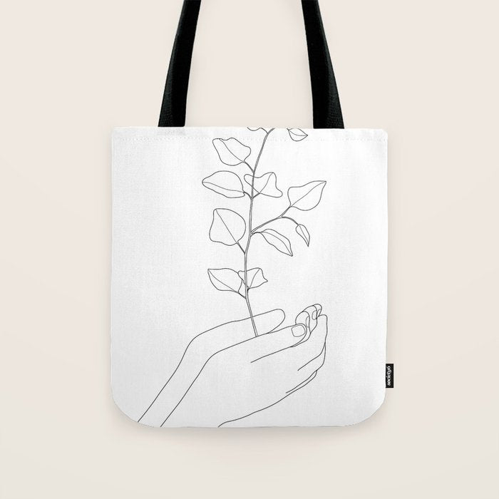 Minimal Hand Holding the Branch II Tote Bag Gallery Image 1