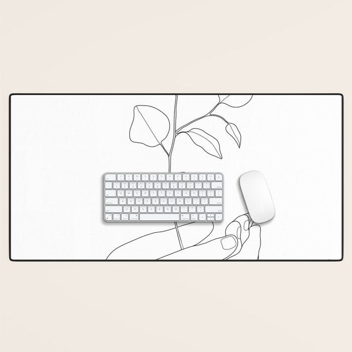 Minimal Hand Holding the Branch II Desk Mat Gallery Image 1