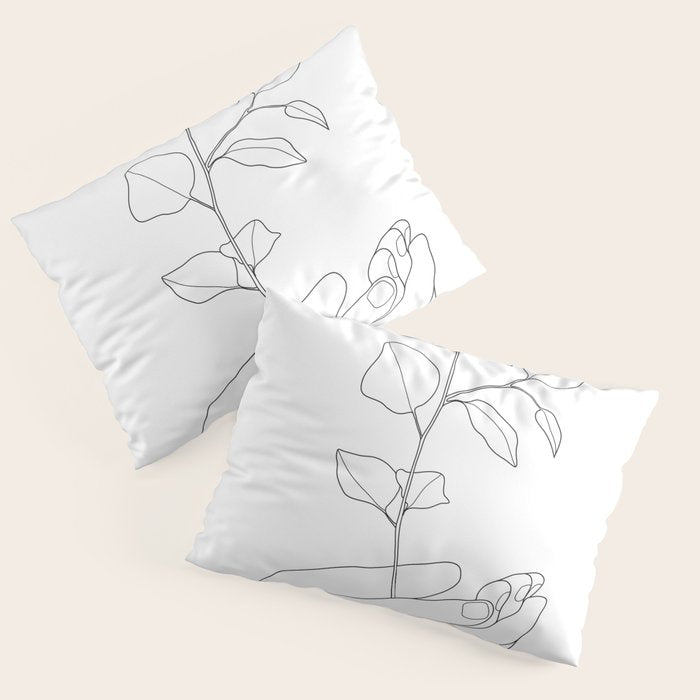 Minimal Hand Holding the Branch II Pillow Sham Gallery Image 1