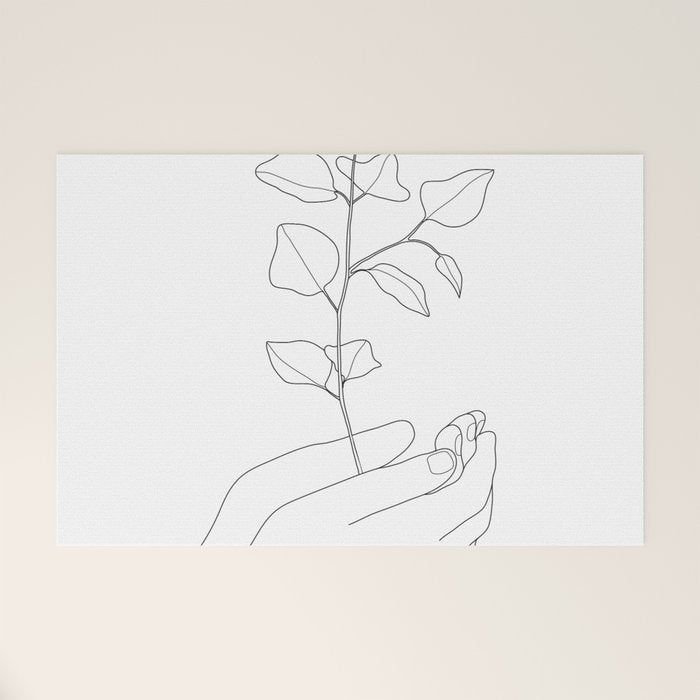 Minimal Hand Holding the Branch II Welcome Mat Gallery Image 1