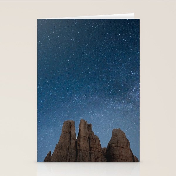 Vajolet Towers at Night with the Milky Way - Nature and Landscape Photography Stationery Card Gallery Image 1