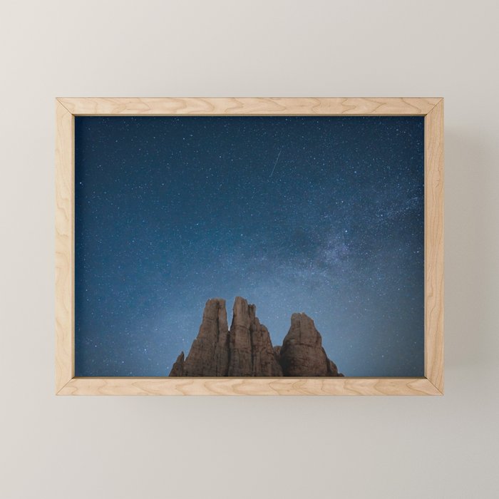 Vajolet Towers at Night with the Milky Way - Nature and Landscape Photography Mini Art Print Gallery Image 1