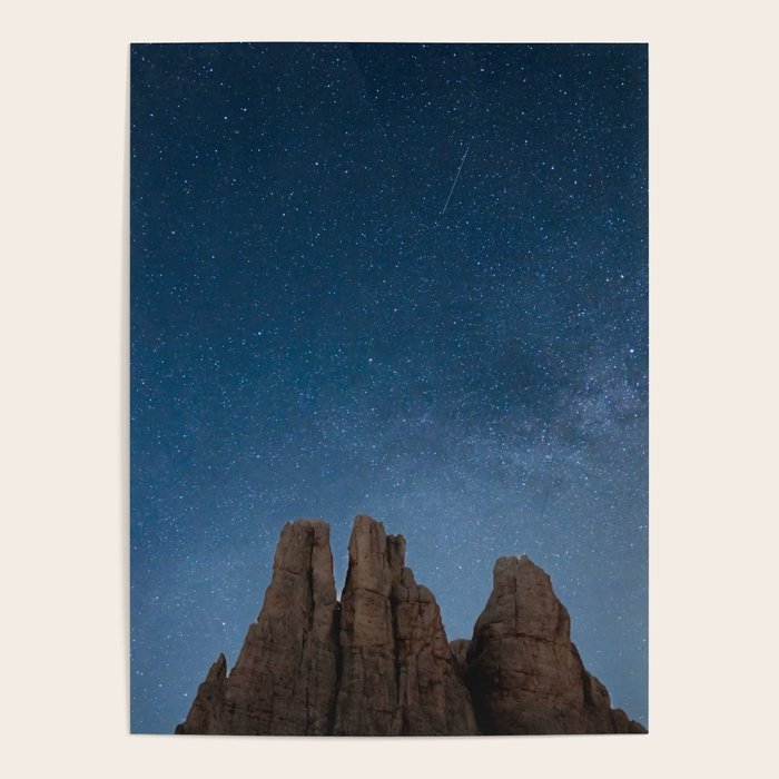 Vajolet Towers at Night with the Milky Way - Nature and Landscape Photography Poster Gallery Image 4