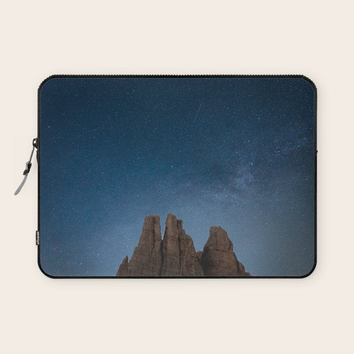 Vajolet Towers at Night with the Milky Way - Nature and Landscape Photography Laptop Sleeve Gallery Image 1