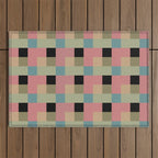 Geometric Trend in Pink Green and Black Outdoor Rug Gallery Image 1