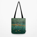 Vintage Japanese Woodblock Print Kawase Hasui Japanese Children Lotus Flowers Garden Wooden Bridge Tote Bag Gallery Image 2