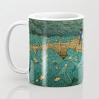 Vintage Japanese Woodblock Print Kawase Hasui Japanese Children Lotus Flowers Garden Wooden Bridge Coffee Mug Gallery Image 3