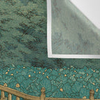 Vintage Japanese Woodblock Print Kawase Hasui Japanese Children Lotus Flowers Garden Wooden Bridge Wall Tapestry Gallery Image 3