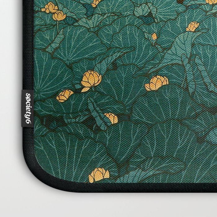 Vintage Japanese Woodblock Print Kawase Hasui Japanese Children Lotus Flowers Garden Wooden Bridge Laptop Sleeve Gallery Image 3