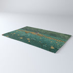 Vintage Japanese Woodblock Print Kawase Hasui Japanese Children Lotus Flowers Garden Wooden Bridge Rug Gallery Image 3