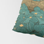 Vintage Japanese Woodblock Print Kawase Hasui Japanese Children Lotus Flowers Garden Wooden Bridge Pillow Sham Gallery Image 4