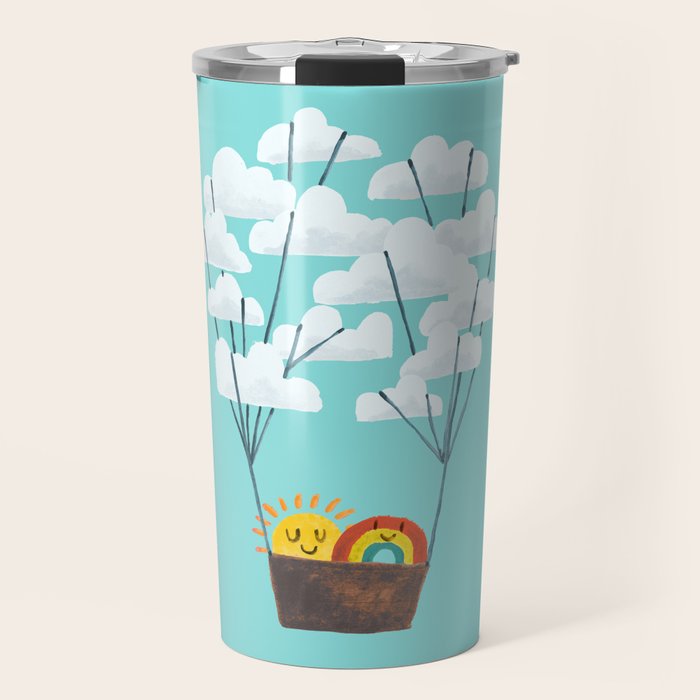 Hot cloud balloon - sun and rainbow Travel Mug Gallery Image 1