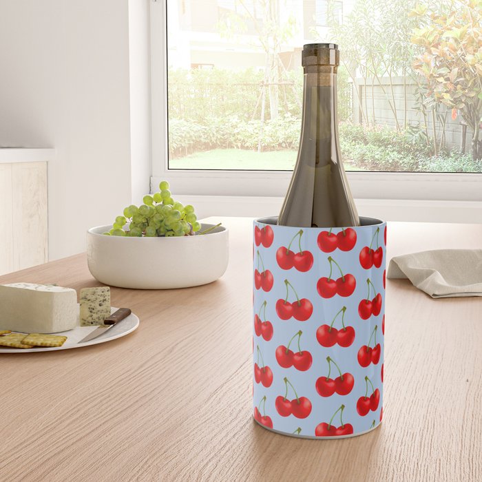 Y2K Cherries - Blue Pattern Large Wine Chiller Gallery Image 4