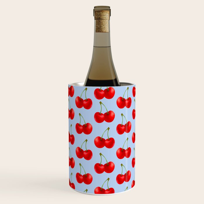 Y2K Cherries - Blue Pattern Large Wine Chiller Gallery Image 3