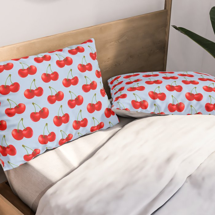 Y2K Cherries - Blue Pattern Large Pillow Sham Gallery Image 2
