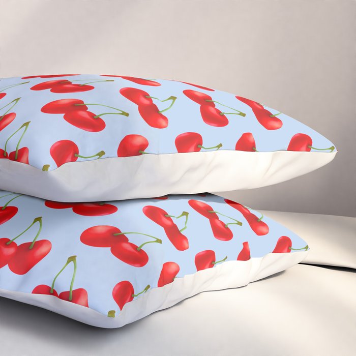 Y2K Cherries - Blue Pattern Large Pillow Sham Gallery Image 3