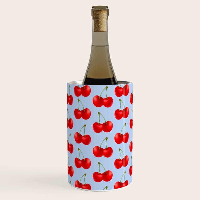 Y2K Cherries - Blue Pattern Large Wine Chiller Gallery Image 2