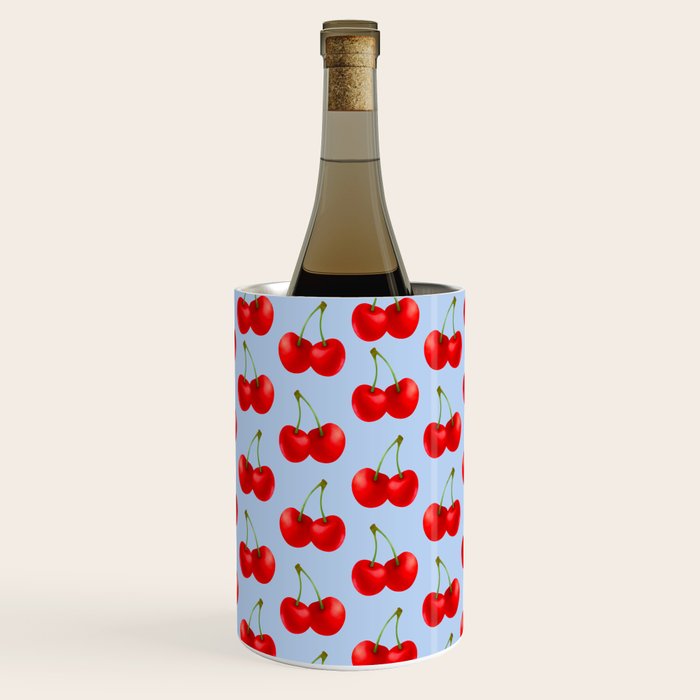 Y2K Cherries - Blue Pattern Large Wine Chiller Gallery Image 1