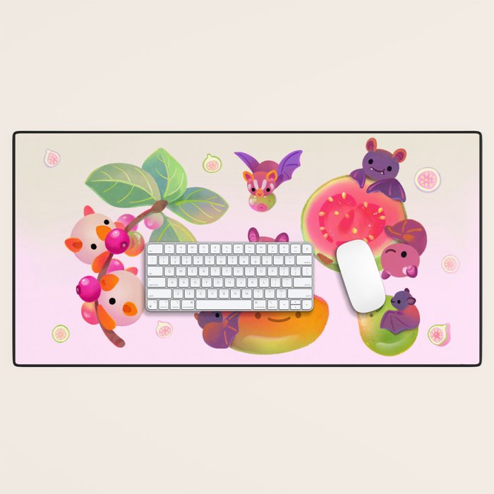  Fruit and bat - pastel Desk Mat Gallery Image 1