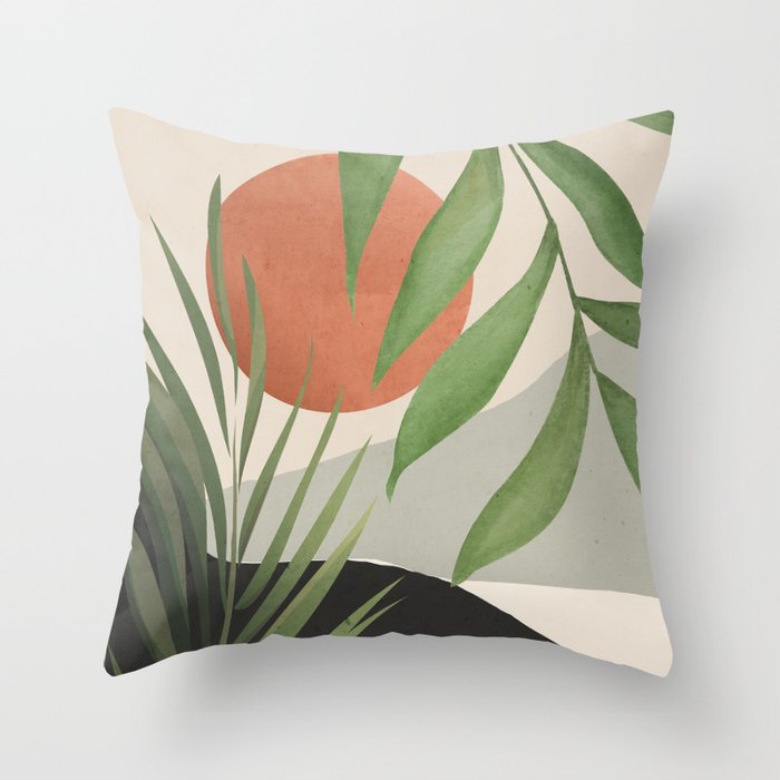 Abstract Art Tropical Leaves 46 Throw Pillow Gallery Image 1