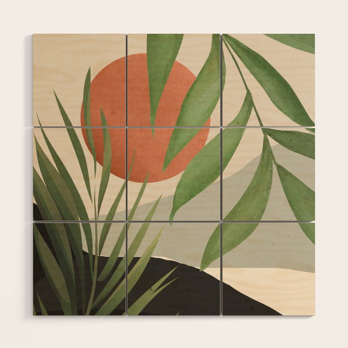 Abstract Art Tropical Leaves 46 Wood Wall Art Gallery Image 1