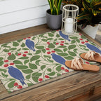 Vintage Blue Birds And Cherries Outdoor Rug Gallery Image 2