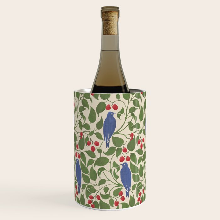 Vintage Blue Birds And Cherries Wine Chiller Gallery Image 1