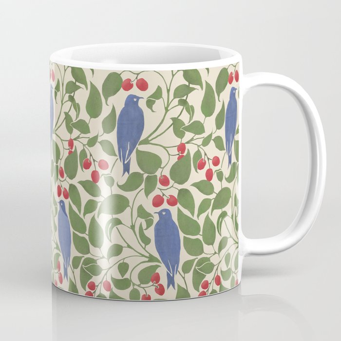 Vintage Blue Birds And Cherries Coffee Mug Gallery Image 1