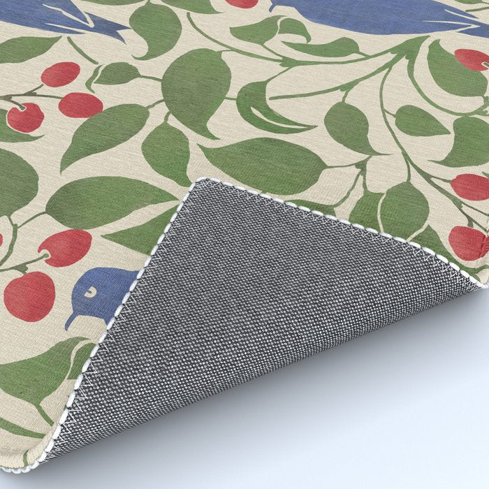 Vintage Blue Birds And Cherries Rug Gallery Image 4