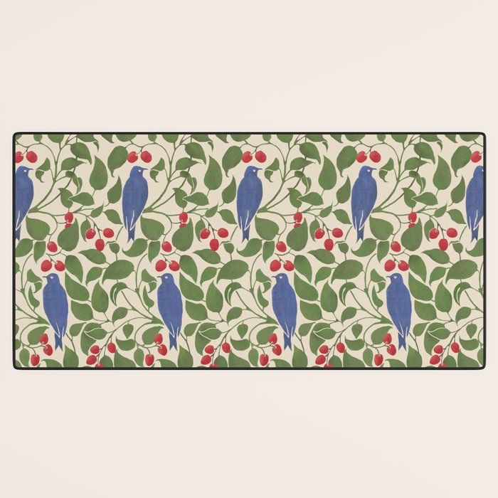 Vintage Blue Birds And Cherries Desk Mat Gallery Image 3