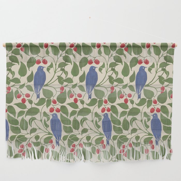 Vintage Blue Birds And Cherries Wall Hanging Gallery Image 1
