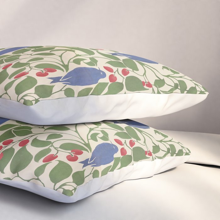 Vintage Blue Birds And Cherries Pillow Sham Gallery Image 3