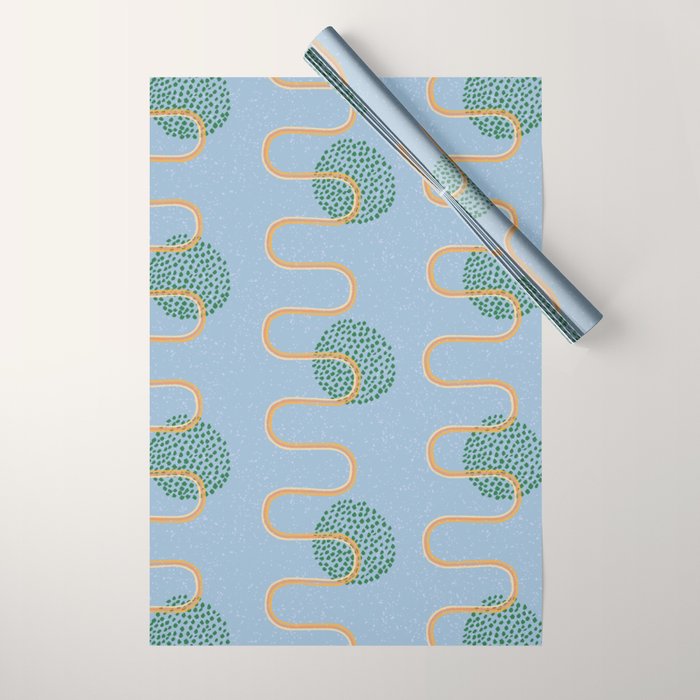 Abstract Fields in Blue-Grey & Green Wrapping Paper Gallery Image 1