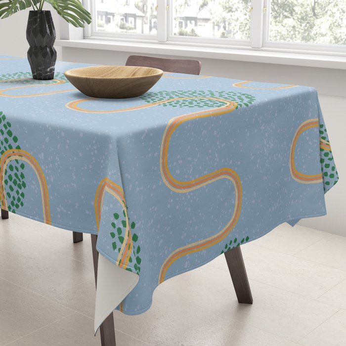Abstract Fields in Blue-Grey & Green Tablecloth Gallery Image 3