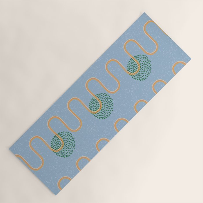 Abstract Fields in Blue-Grey & Green Yoga Mat Gallery Image 1