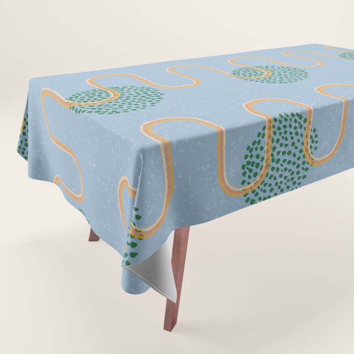 Abstract Fields In Blue-Grey & Green Tablecloth