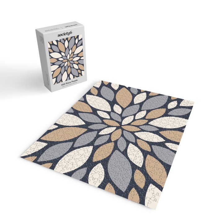 Gray Beige Flower Burst Petals Jigsaw Puzzle Gallery Image 2