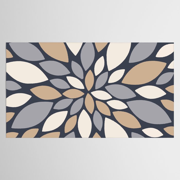 Gray Beige Flower Burst Petals Tablecloth Gallery Image 2