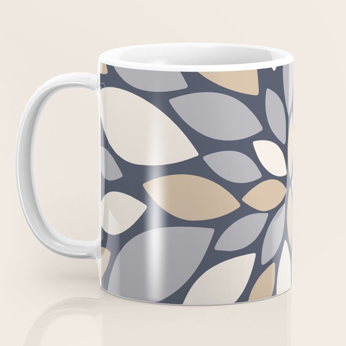 Gray Beige Flower Burst Petals Coffee Mug Gallery Image 3