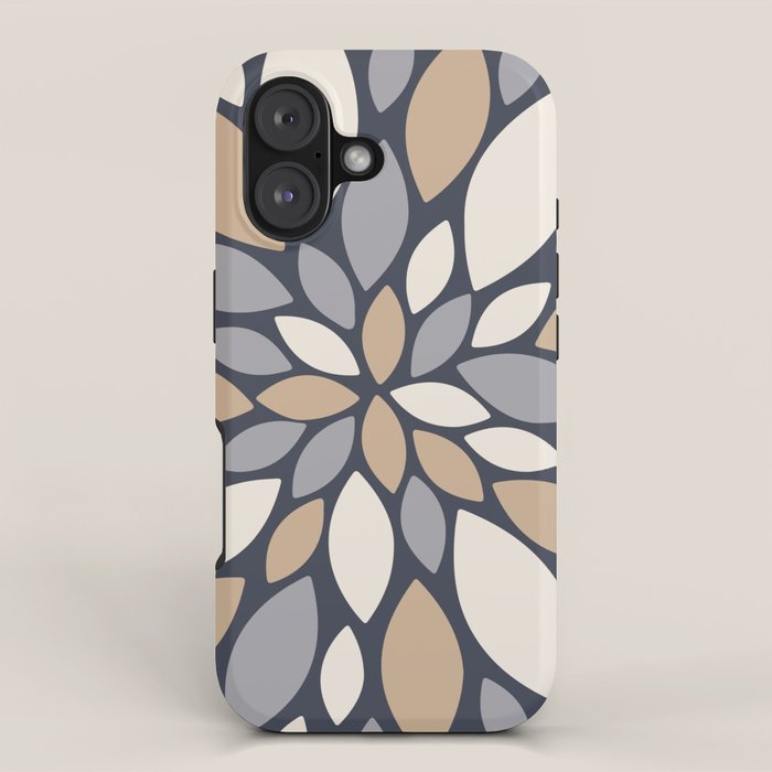 Gray Beige Flower Burst Petals iPhone Case Gallery Image 1